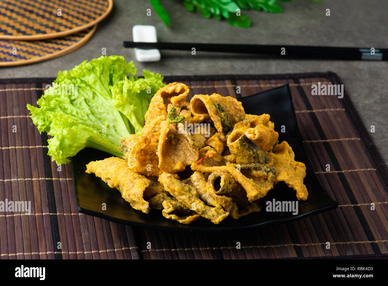 Crispy fried fish Skin with salted egg Stock Photo Alamy
