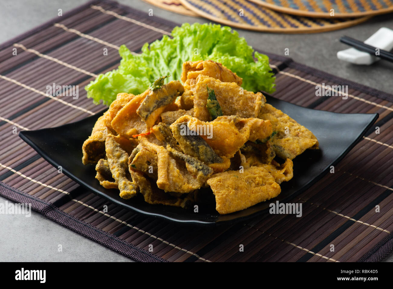 Crispy fried fish Skin with salted egg Stock Photo Alamy