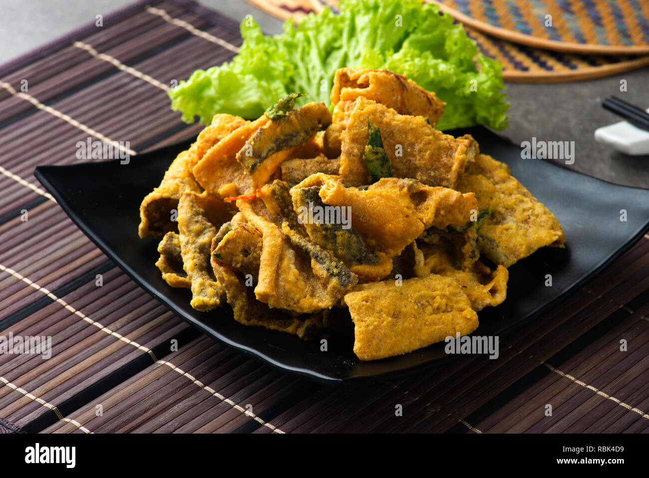 Crispy fried fish Skin with salted egg Stock Photo Alamy