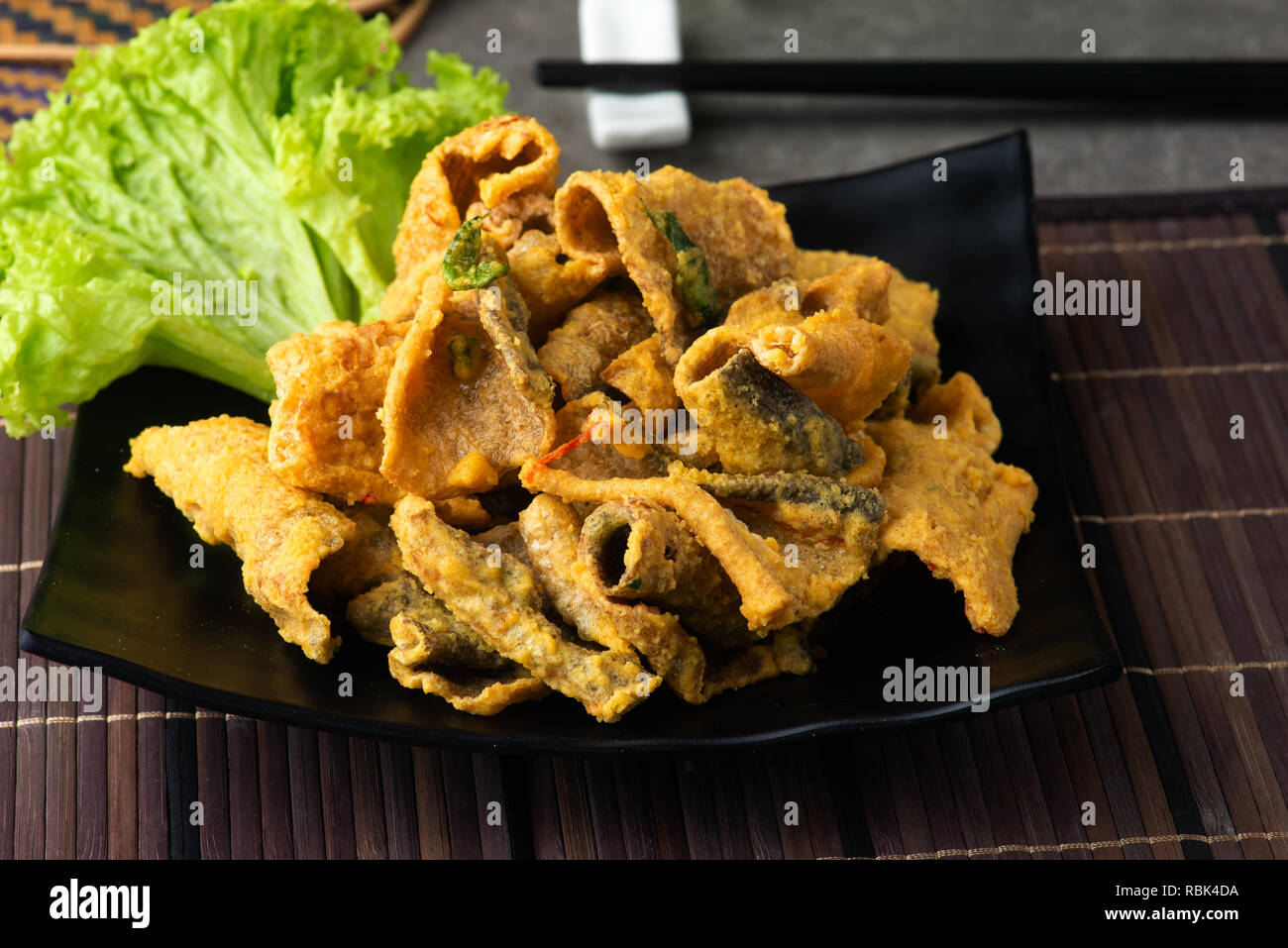 Crispy fried fish Skin with salted egg Stock Photo Alamy