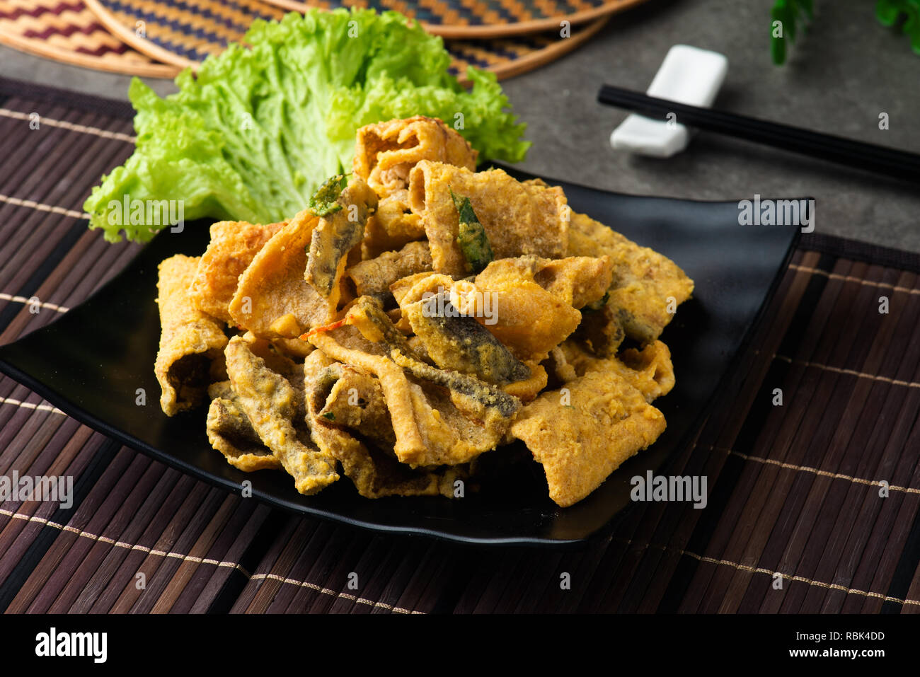 Crispy fried fish Skin with salted egg Stock Photo Alamy
