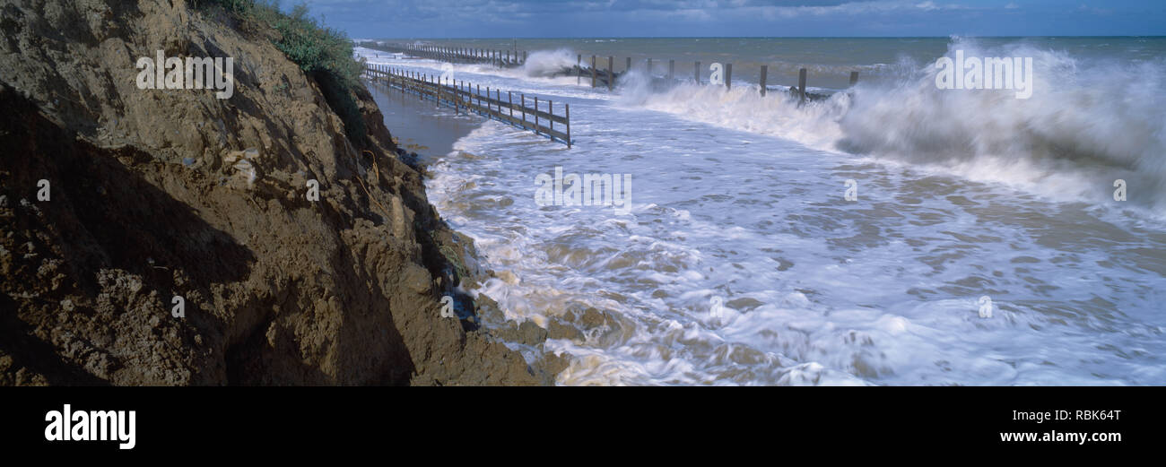 Rising Sea Levels , threatening boulder clay soft coast Happisburgh Norfolk England Stock Photo