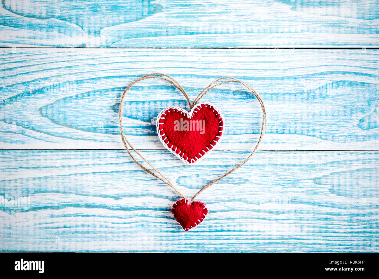 Beautiful decorative hearts on wooden background. Valentine's day. mother's day. I love you! Stock Photo