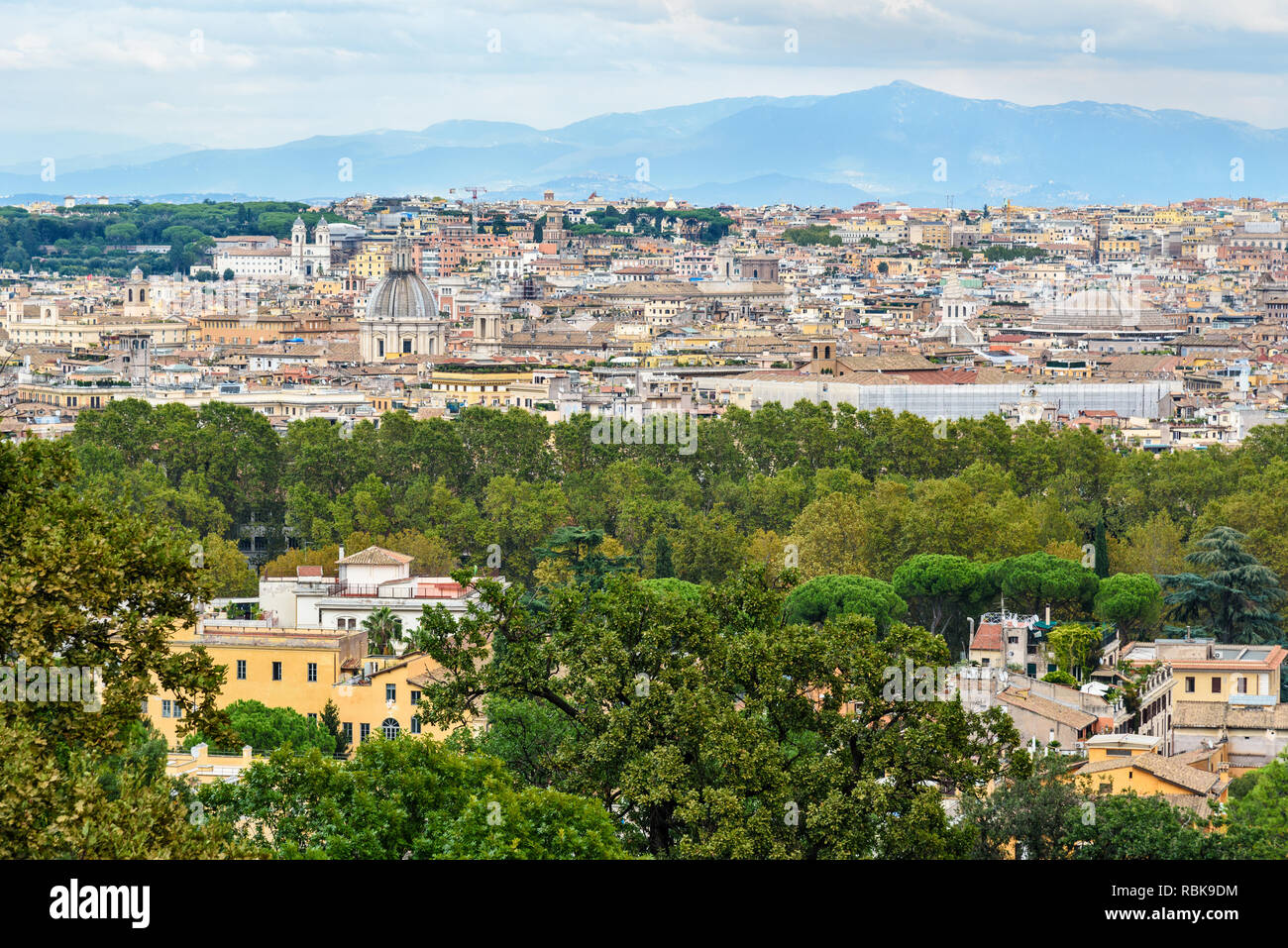 Arial view of Rome city from Janiculum hill, Terrazza del Gianicolo in Rome. Italy Stock Photo