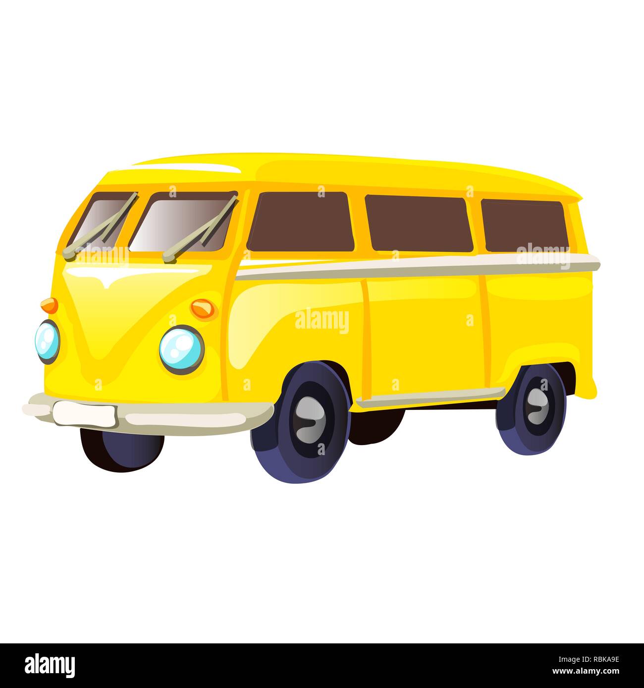 Retro travel yellow van isolated on white background. Vector cartoon  close-up illustration Stock Vector Image & Art - Alamy