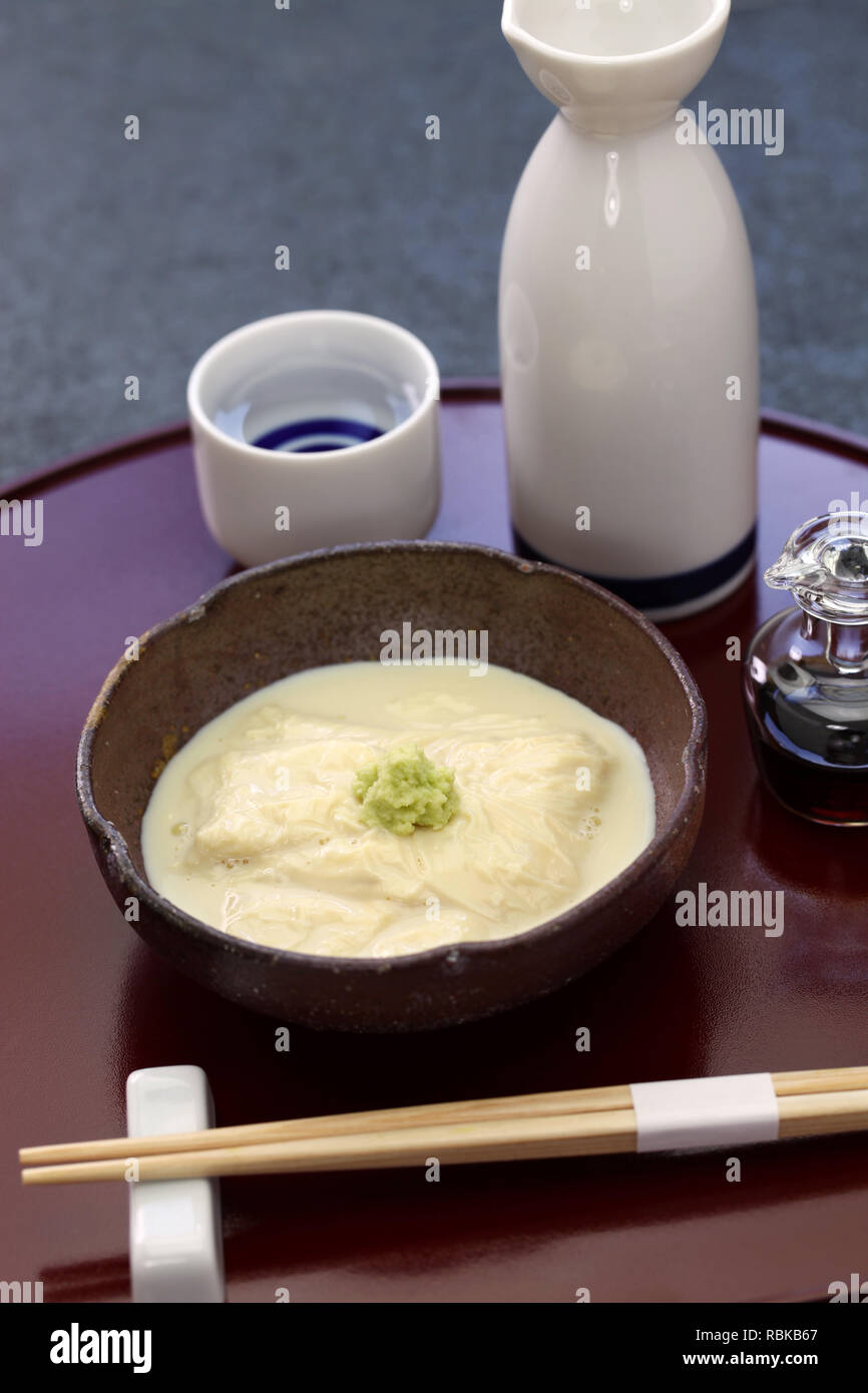 Yuba (tofu skin) sashimi, japanese vegetarian food / Tofu skin is making by skimming the skin