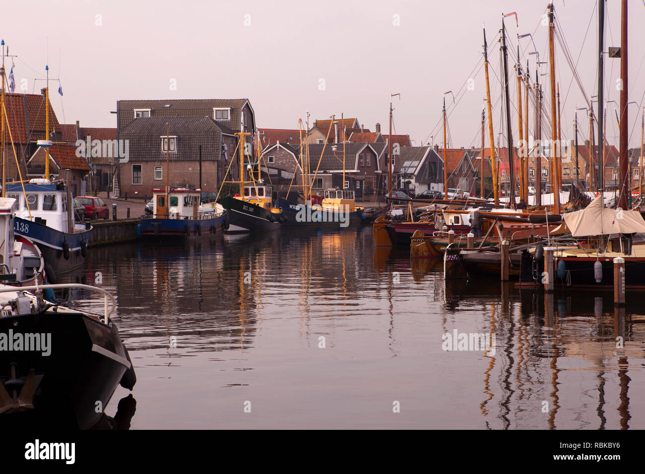Boats on a canal at Spakenburg, Netherlands. Stock Photo