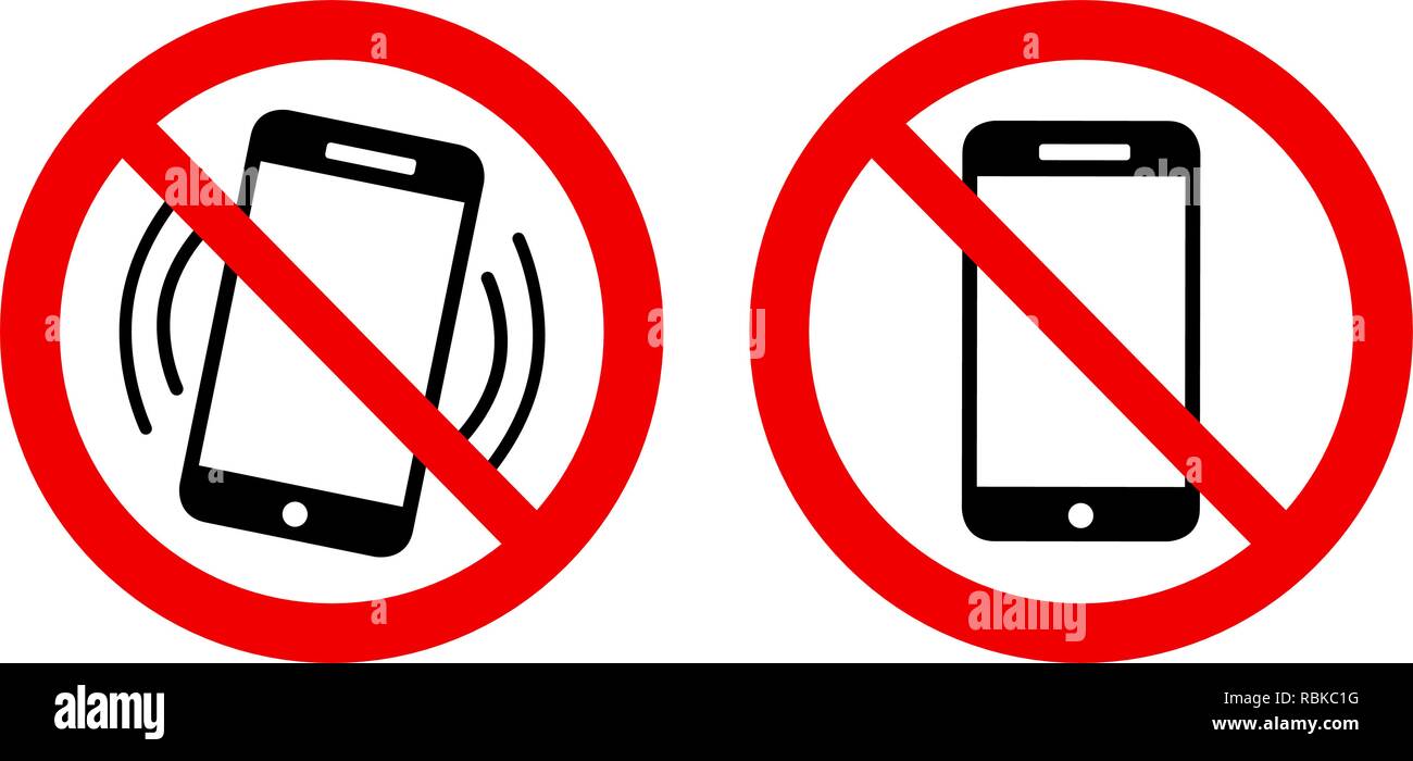 No cell phone - Mobile phone forbidden - mute sign Stock Vector