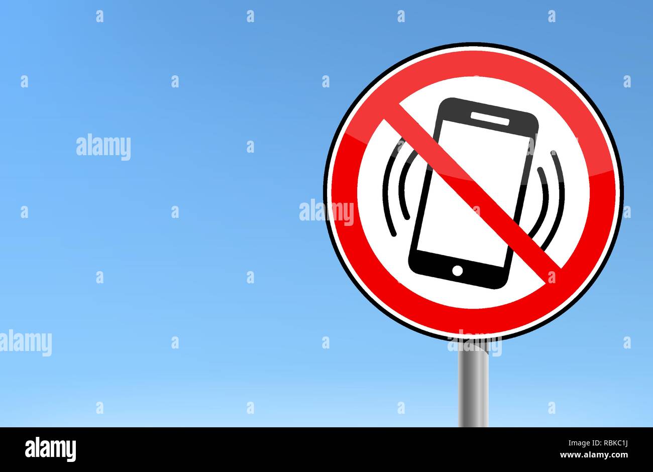 No cell phone - Mobile phone forbidden sign Stock Vector
