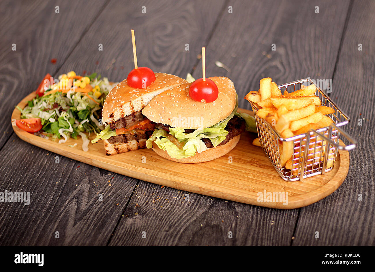 hamburger and potato Stock Photo - Alamy