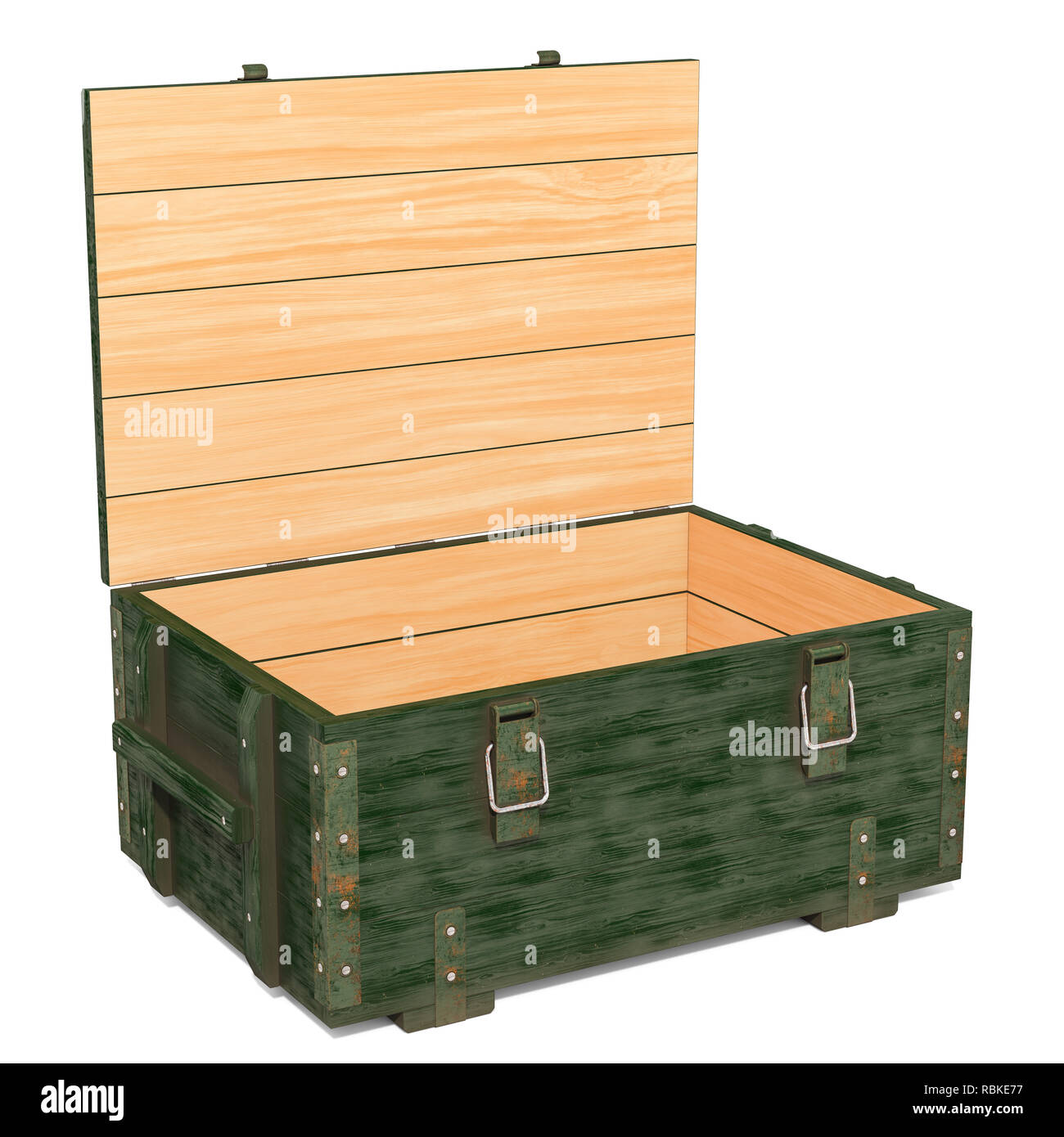 Empty Ammo Crate, 3D rendering isolated on white background Stock Photo