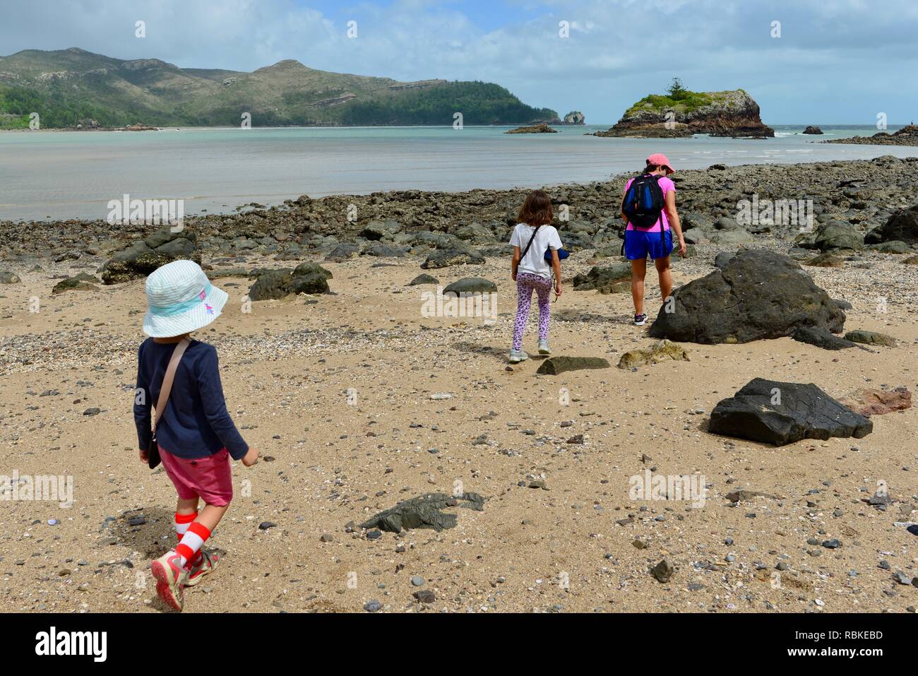 Wedge island and orchid rock, Hiking through Cape Hillsborough National Park, Queensland, Australia Stock Photo