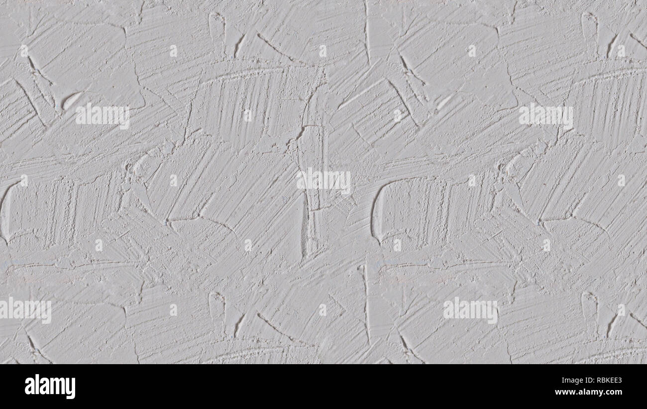 Real white rough plastered wall large size background Stock Photo