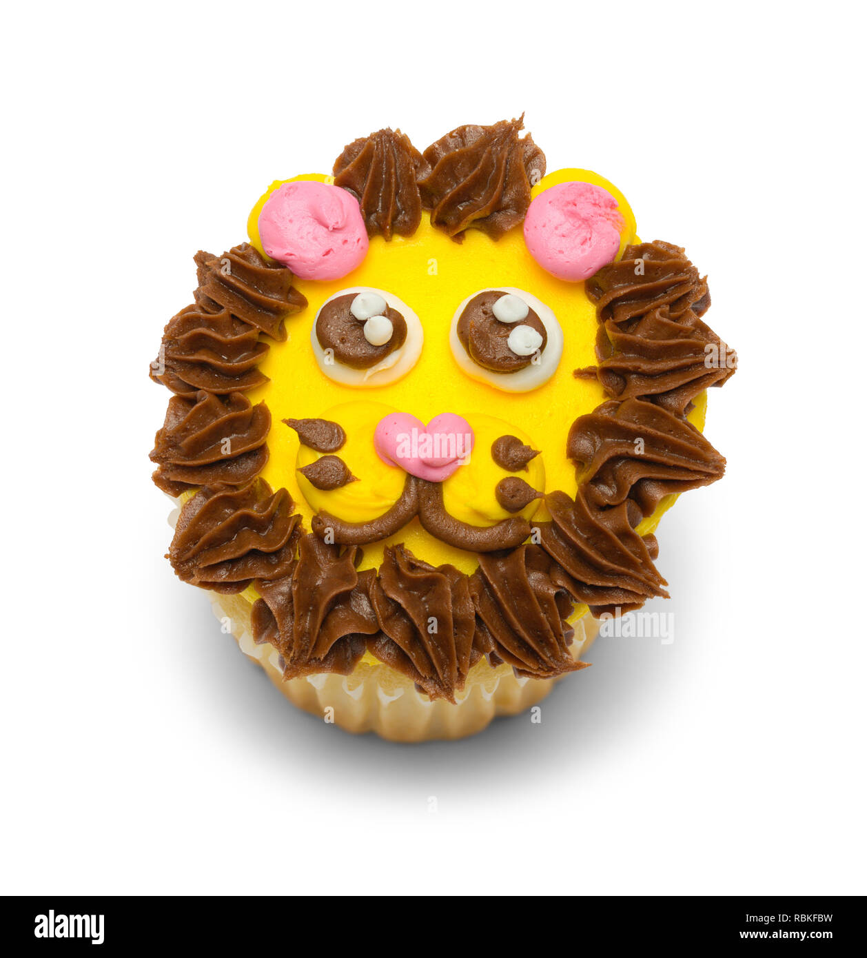 Lion Theme Cupcake Isolated on White Background. Stock Photo
