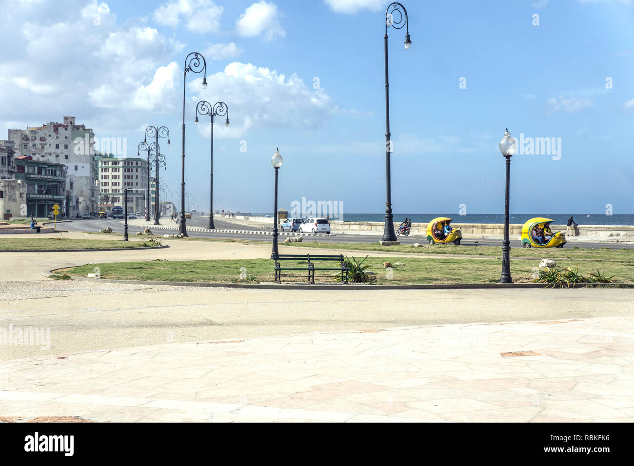 view graceful access & egress to pre-revolutionary Havana Malecon built by American engineers according to 30's Havana master plan by JCN Forestier Stock Photo