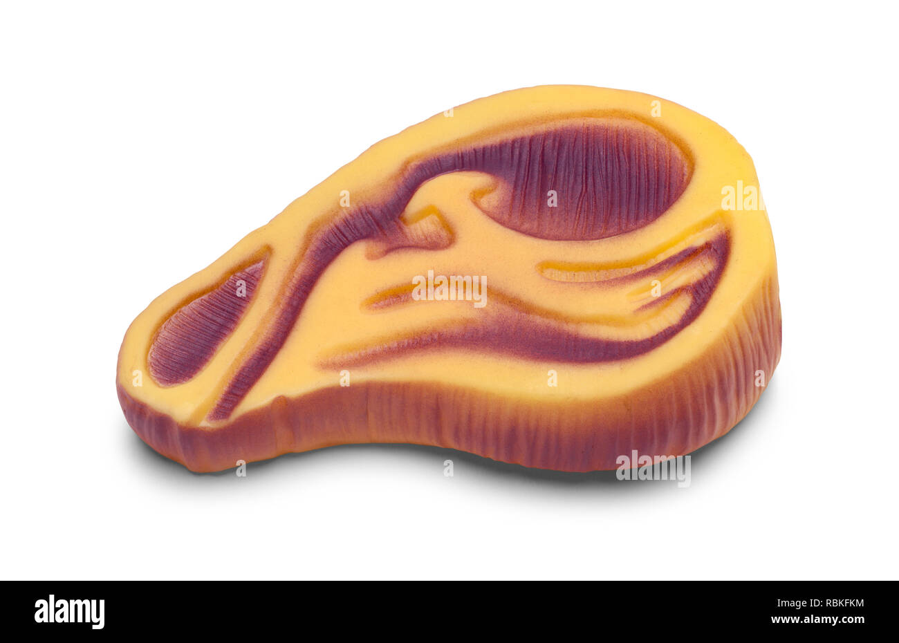 Rubber Steak Toy Isolated on White Background. Stock Photo