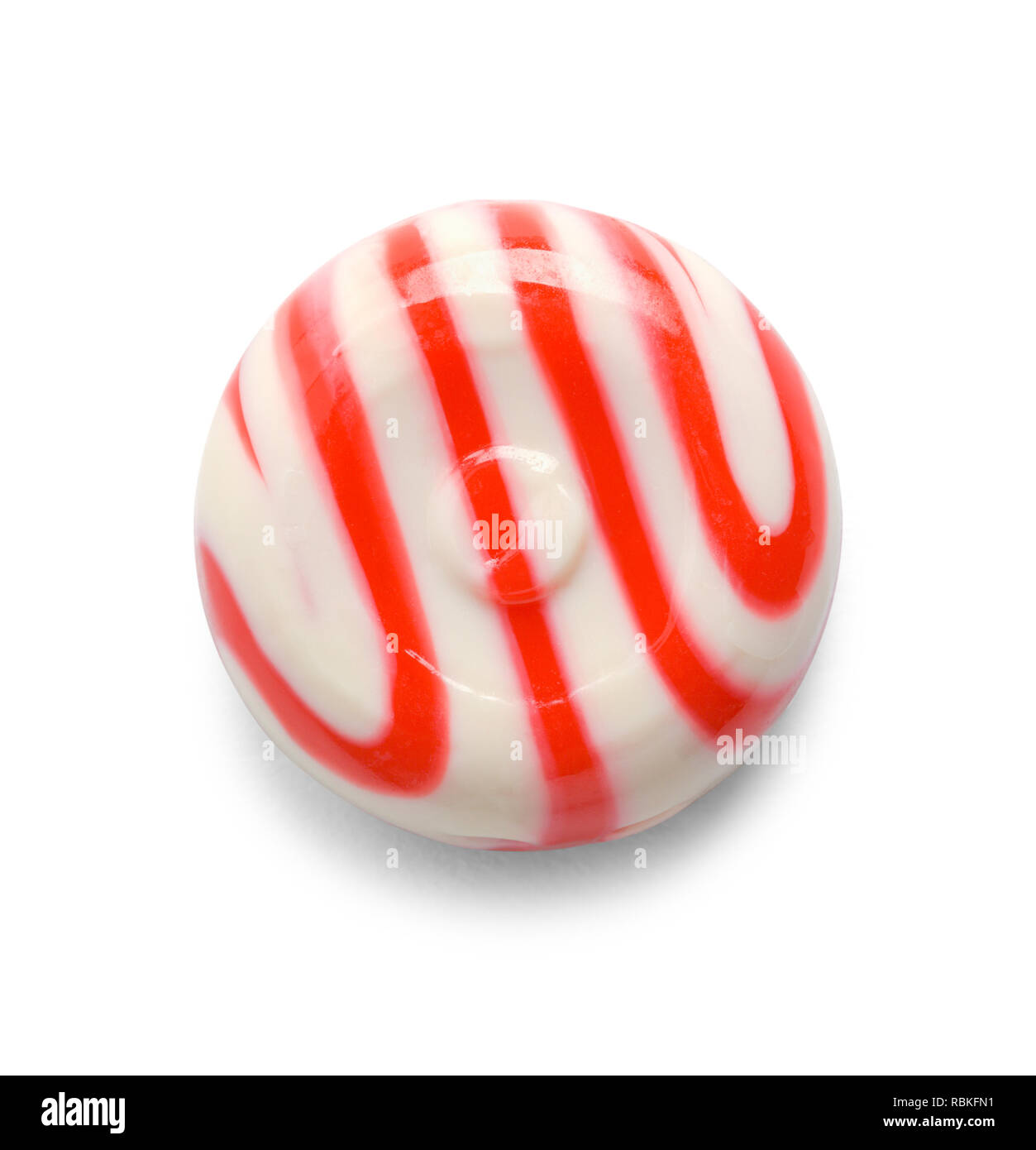 Round Peppermint Candy Isolated on White Background. Stock Photo