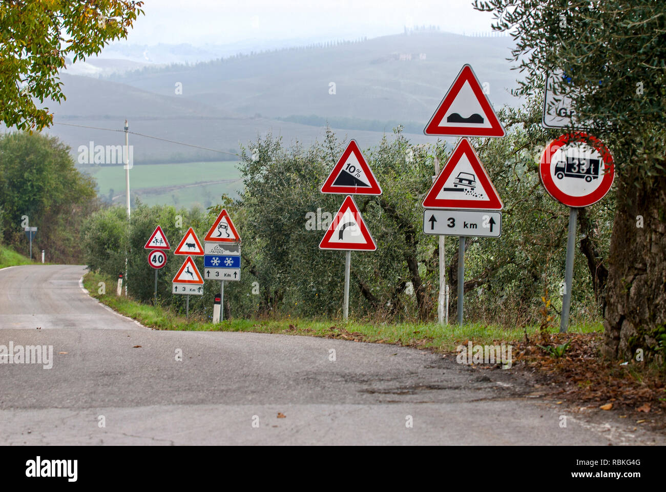 traffic sign clutter Stock Photo