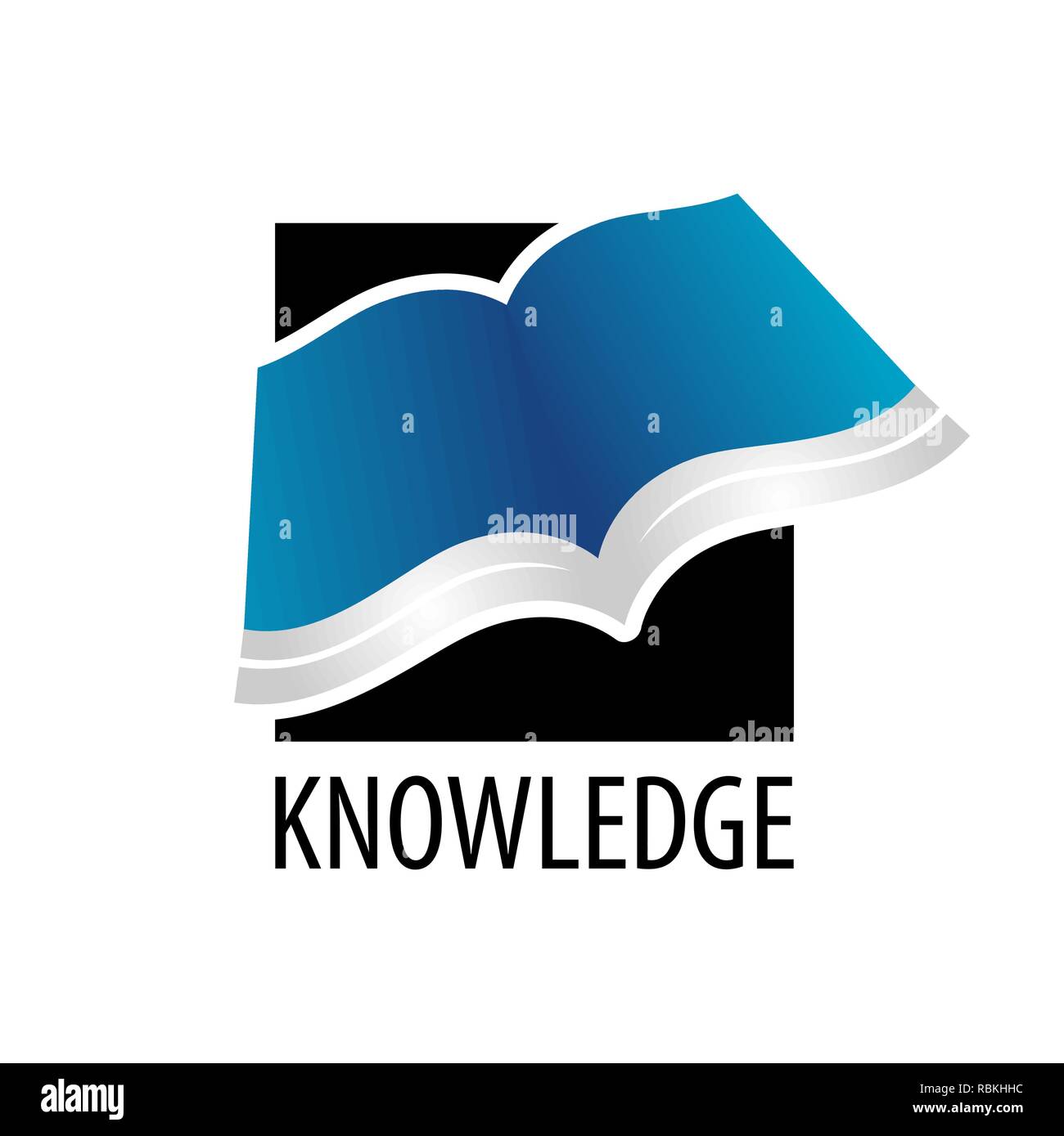 Knowledge. Square open book icon logo concept design template idea Stock Vector