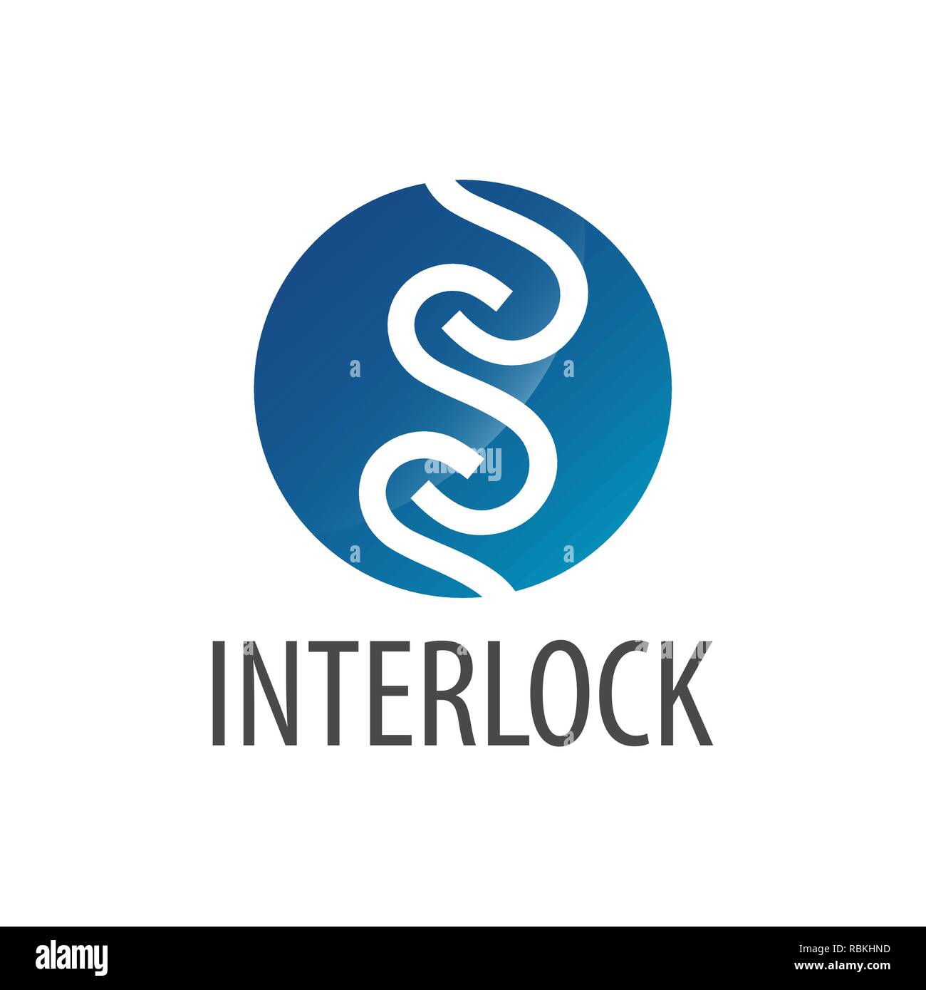 Interlock. Blue circle initial letter S logo concept design template idea Stock Vector