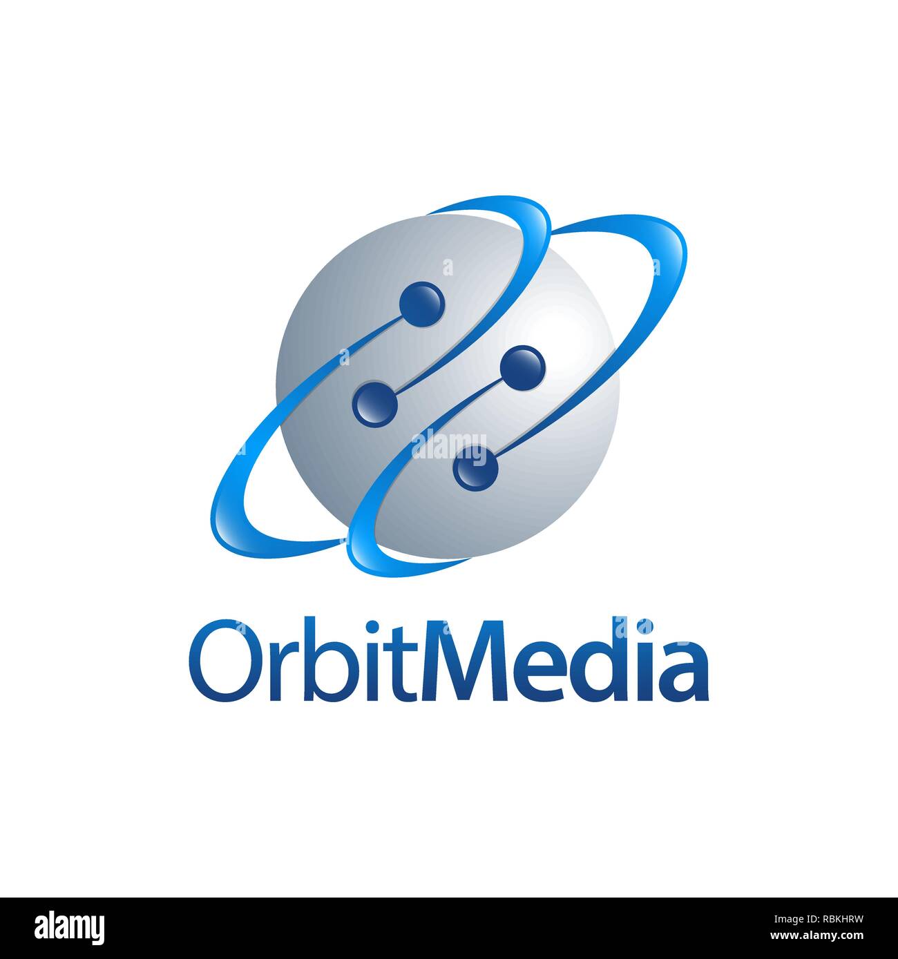 Orbit Media. Sphere planet orbit logo concept design template idea Stock Vector