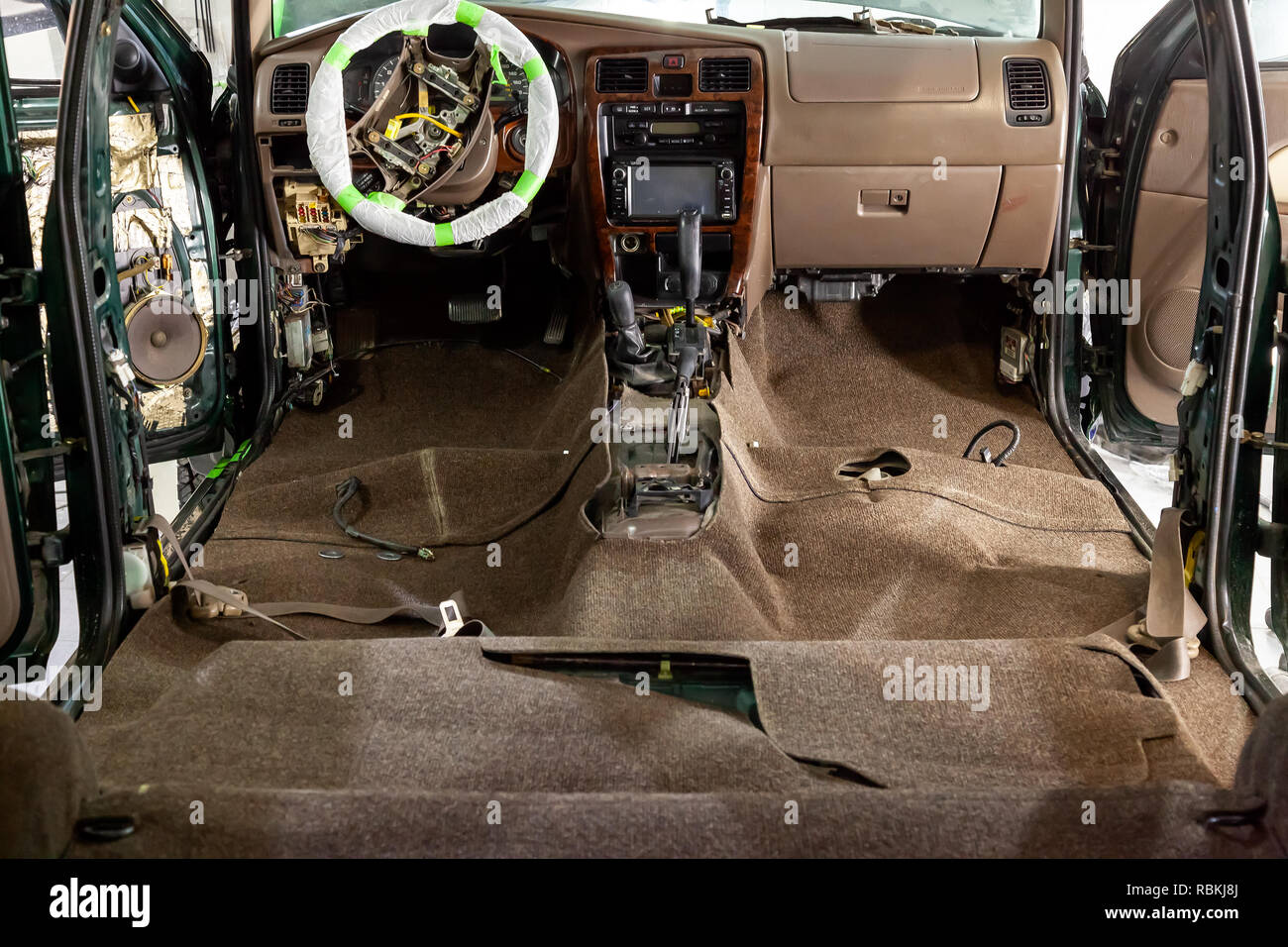 Restoration Of The Car Beige Interior The Steering Wheel