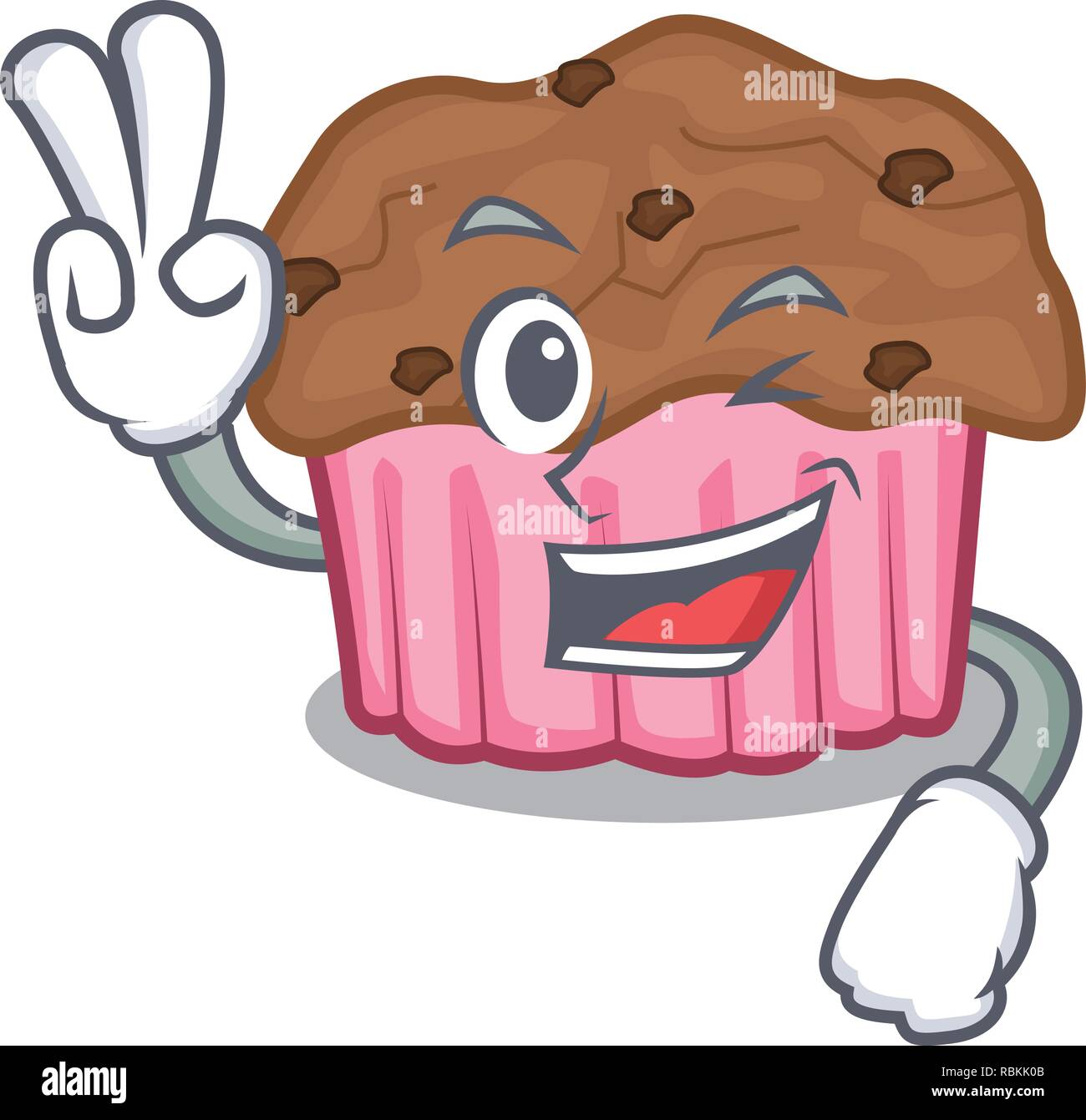 Two finger cartoon chocolate muffins ready to eat Stock Vector Image