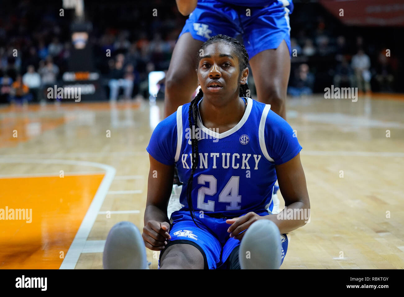 January 10, 2019: Taylor Murray #24 of the Kentucky Wildcats after being  fouled during the NCAA basketball game between the University of Tennessee  Lady Volunteers and the University of Kentucky Wildcats at