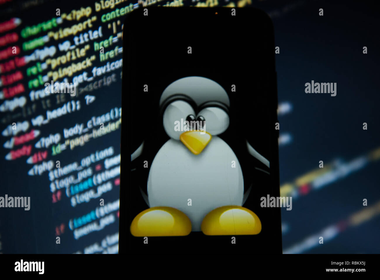 Krakow, Poland. 11th Jan, 2019. Linux logo is seen on an android mobile  phone. Credit: Omar Marques/SOPA Images/ZUMA Wire/Alamy Live News Stock  Photo - Alamy