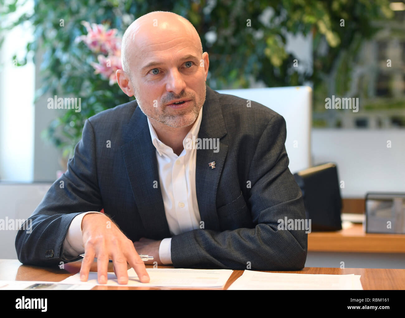 Prague, Czech Republic. 11th Jan, 2019. Michal Stiborek, director of the Institute of Clinical and Experimental Medicine (IKEM), speaks during an interview for the Czech News Agency (CTK), in Prague, Czech Republic, on January 11, 2019. Credit: Ondrej Deml/CTK Photo/Alamy Live News Stock Photo