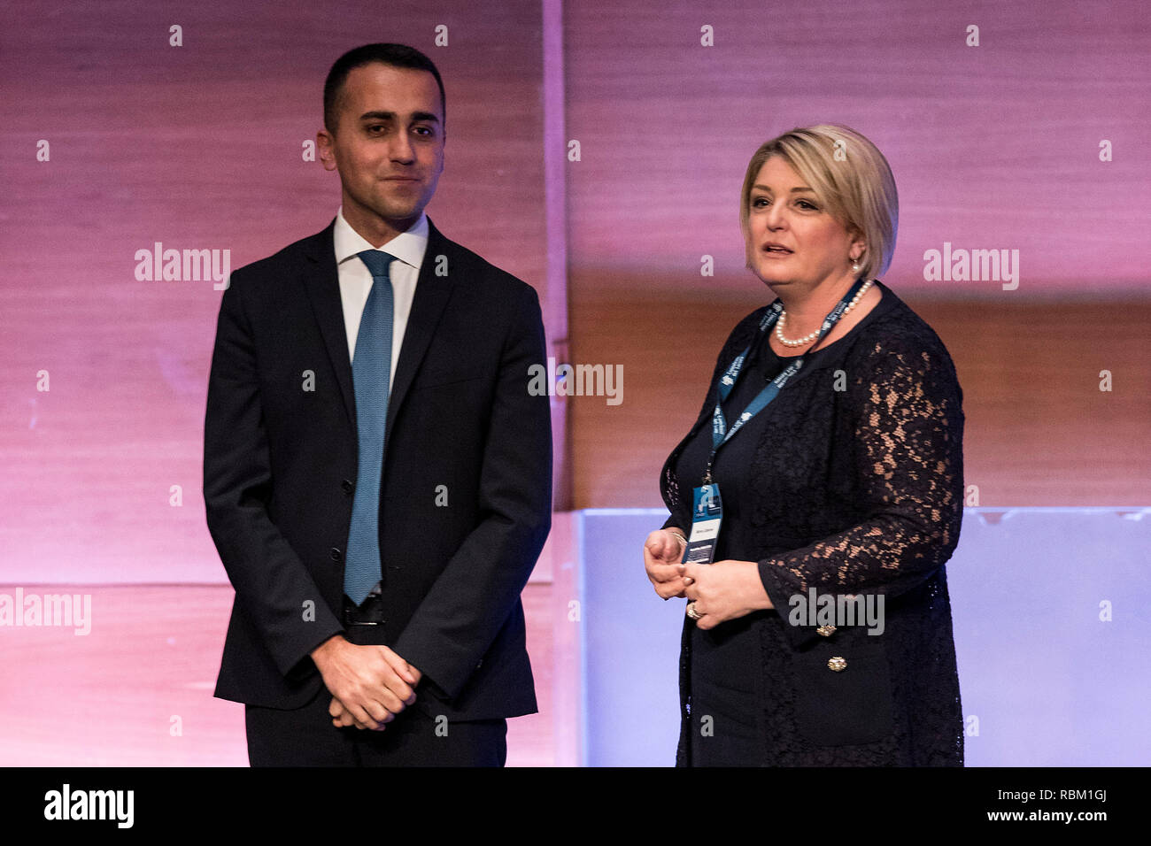 Foto Roberto Monaldo / LaPresse 11-01-2019 Roma Politica Stati Generali dei Consulenti del Lavoro Nella foto Luigi Di Maio, Marina Calderone (pres. Cons. Lav)  Photo Roberto Monaldo / LaPresse 11-01-2019 Rome (Italy) General States of Labor Consultants In the photo Luigi Di Maio, Marina Calderone Stock Photo