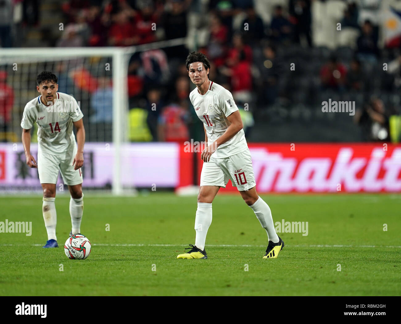 January 11, 2019 : Phil Younghusband of Philippines during Philippines v China at the Mohammed bin Zayed Stadium in Abu Dhabi, UAE, AFC Asian Cup, Asian Football championship. Ulrik Pedersen/CSM. Stock Photo