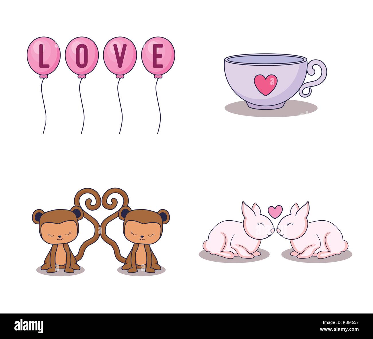 love card set icons vector illustration design Stock Vector