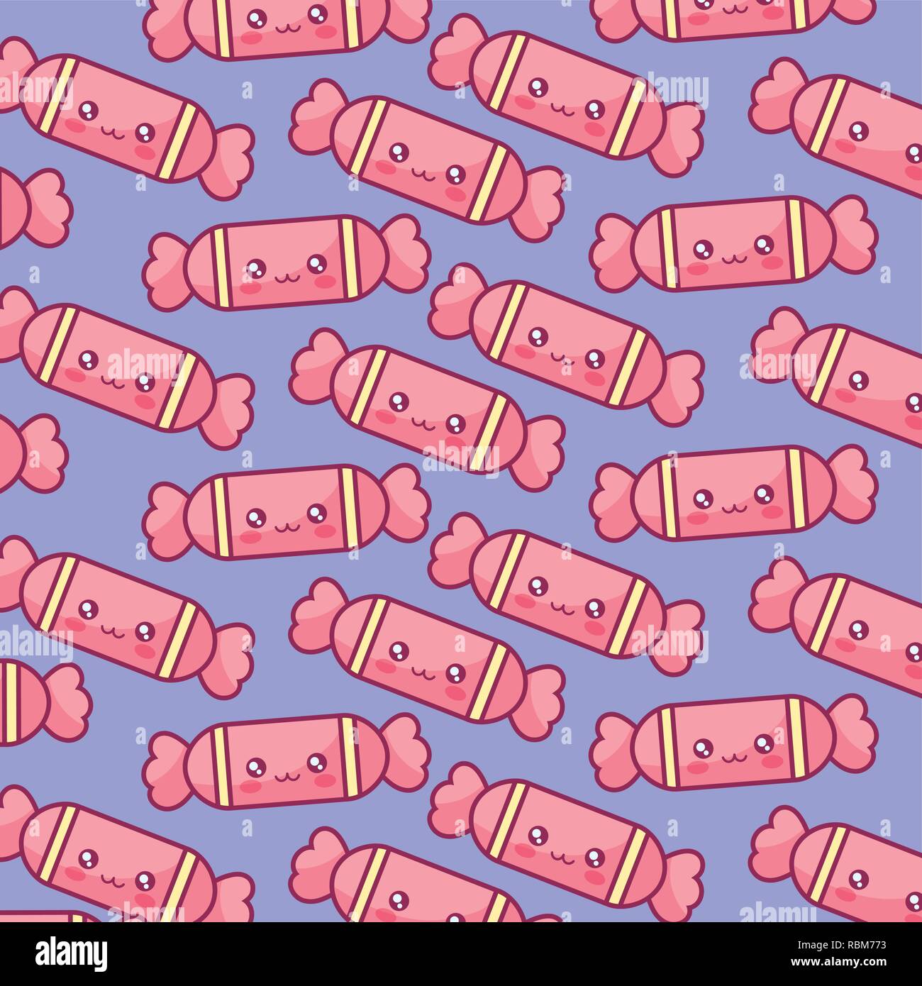 sweet candies kawaii characters pattern vector illustration design ...