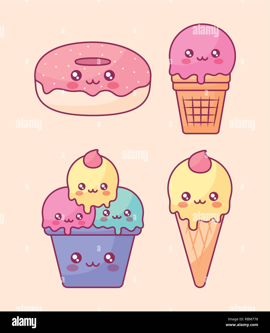 Cute Ice Creams And Donuts Kawaii Characters Vector Illustration Design Stock Vector Image Art Alamy Cute Ice Creams And Donuts Kawaii Characters Vector Illustration Design Stock Vector Image Art Alamy