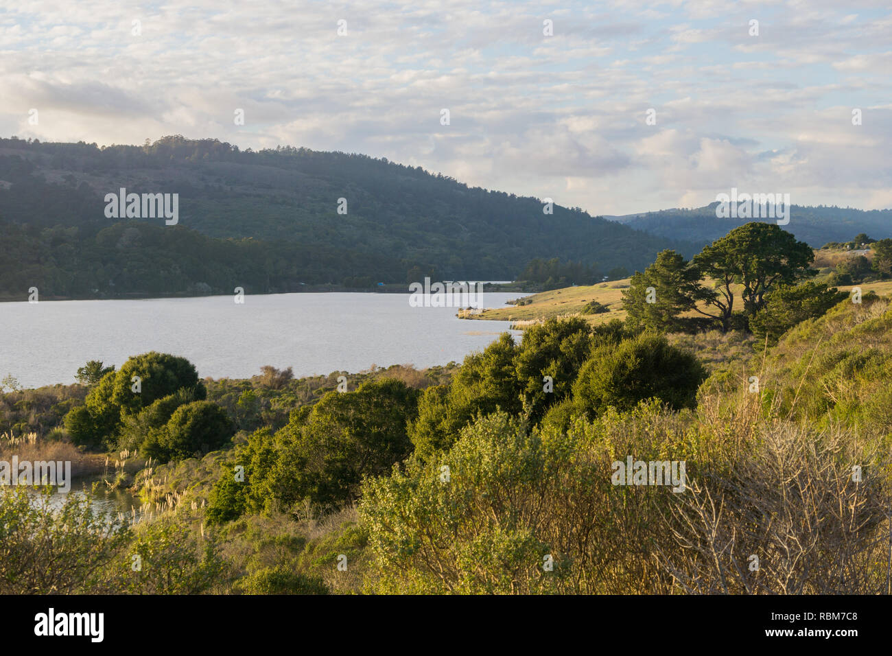Crystal Springs Reservoir at sunset, San Francisco bay area 