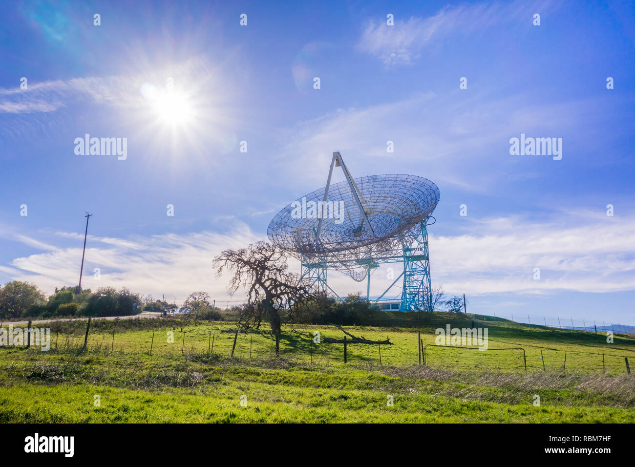 Stanford dish telecommunications antenna on a sunny day, Palo Alto, California Stock Photo