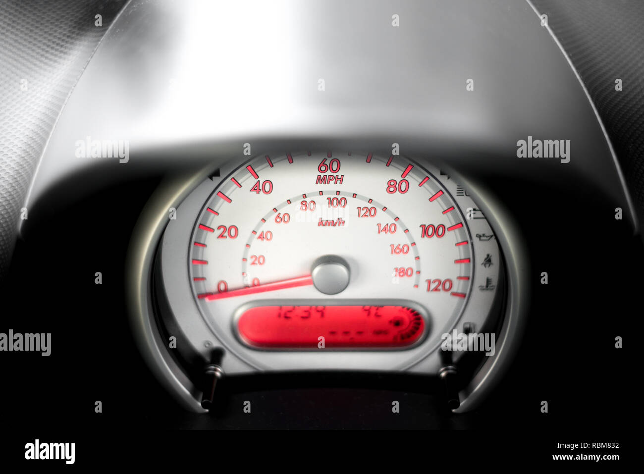 Vehicle dashboard gauge speedometer speed in mph Stock Photo Alamy