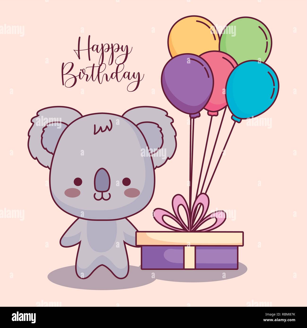 cute koala happy birthday card vector illustration design Stock Vector