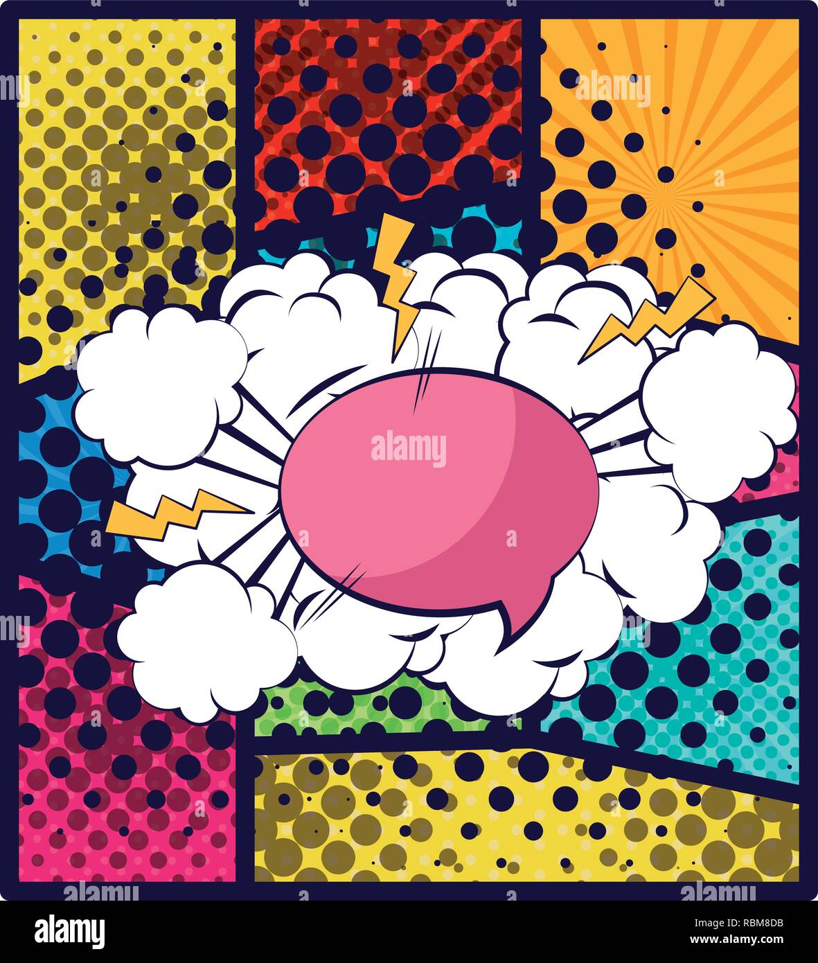 speech bubble with rays pop art style vector illustration design Stock ...