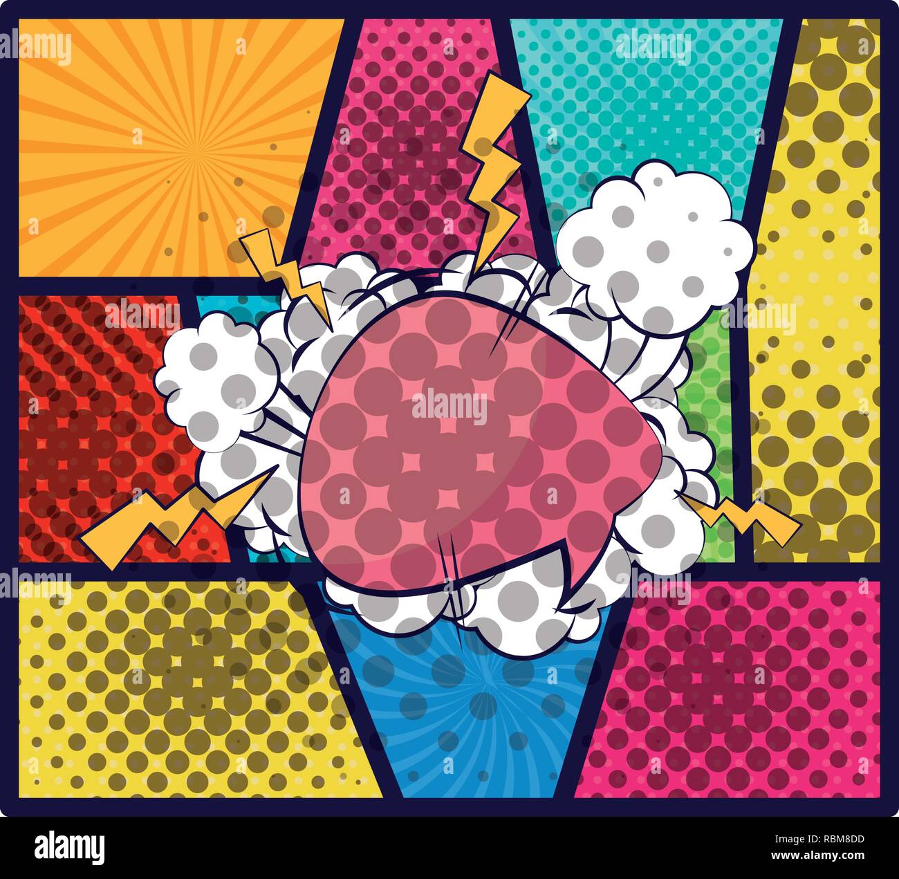 speech bubble with rays pop art style vector illustration design Stock ...