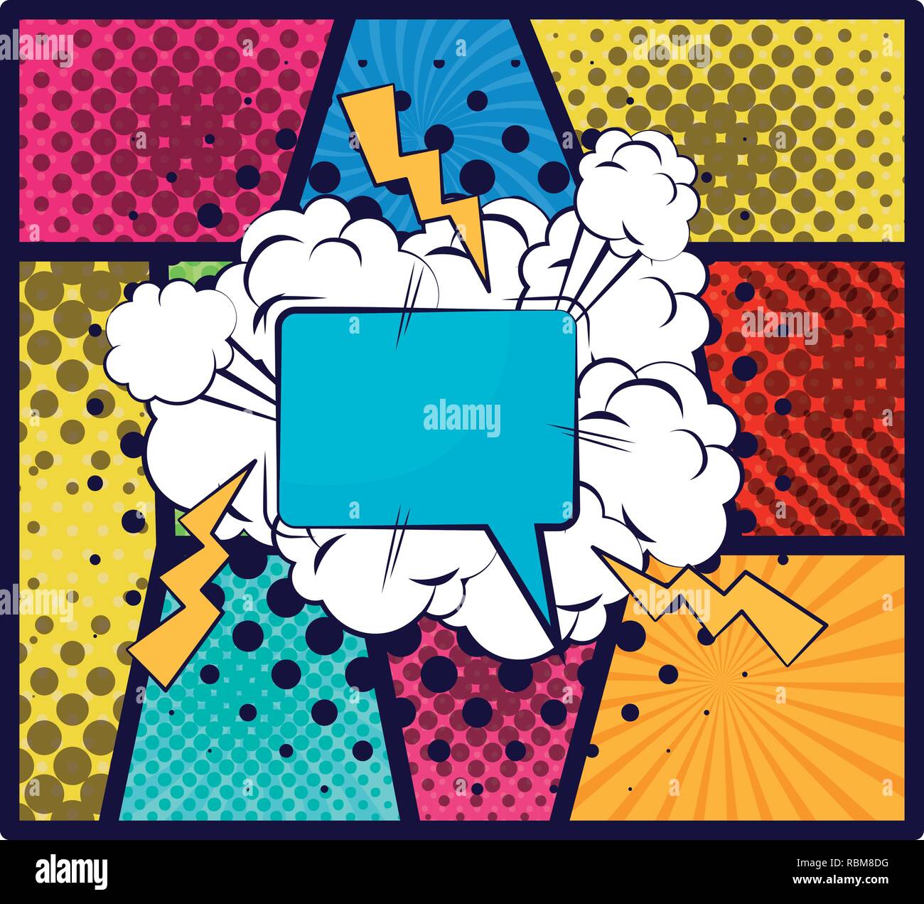 speech bubble with rays pop art style vector illustration design Stock ...