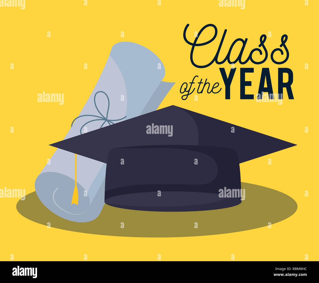 graduation class celebration card with hat and diploma vector ...