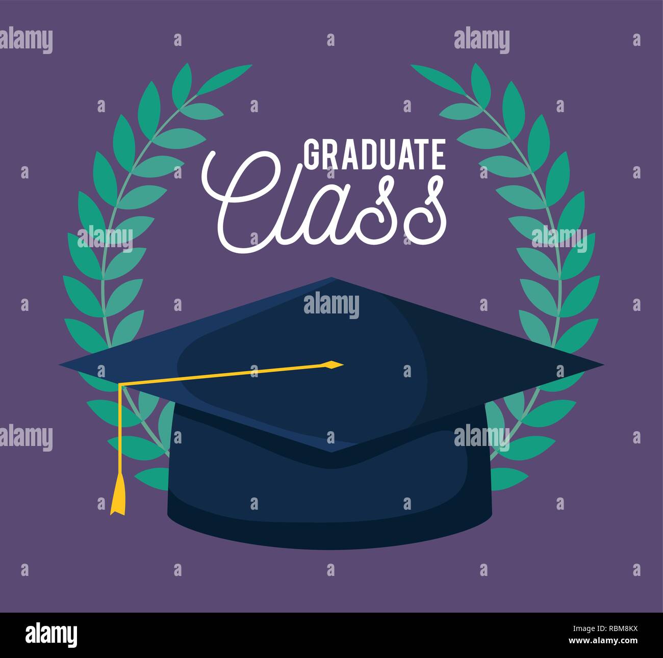 graduation class celebration card with hat vector illustration design ...