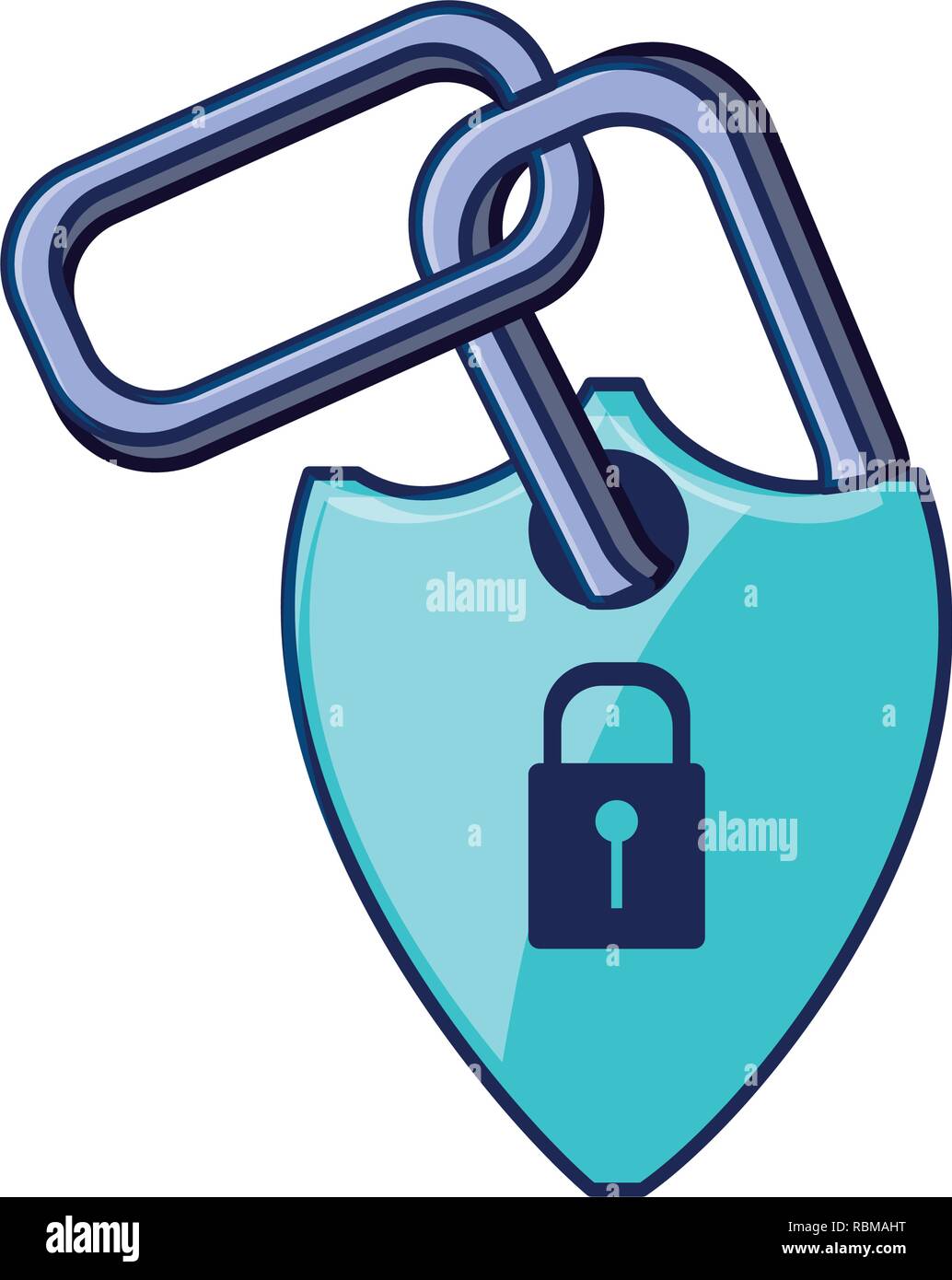 shield secure with padlock and chain vector illustration design Stock ...