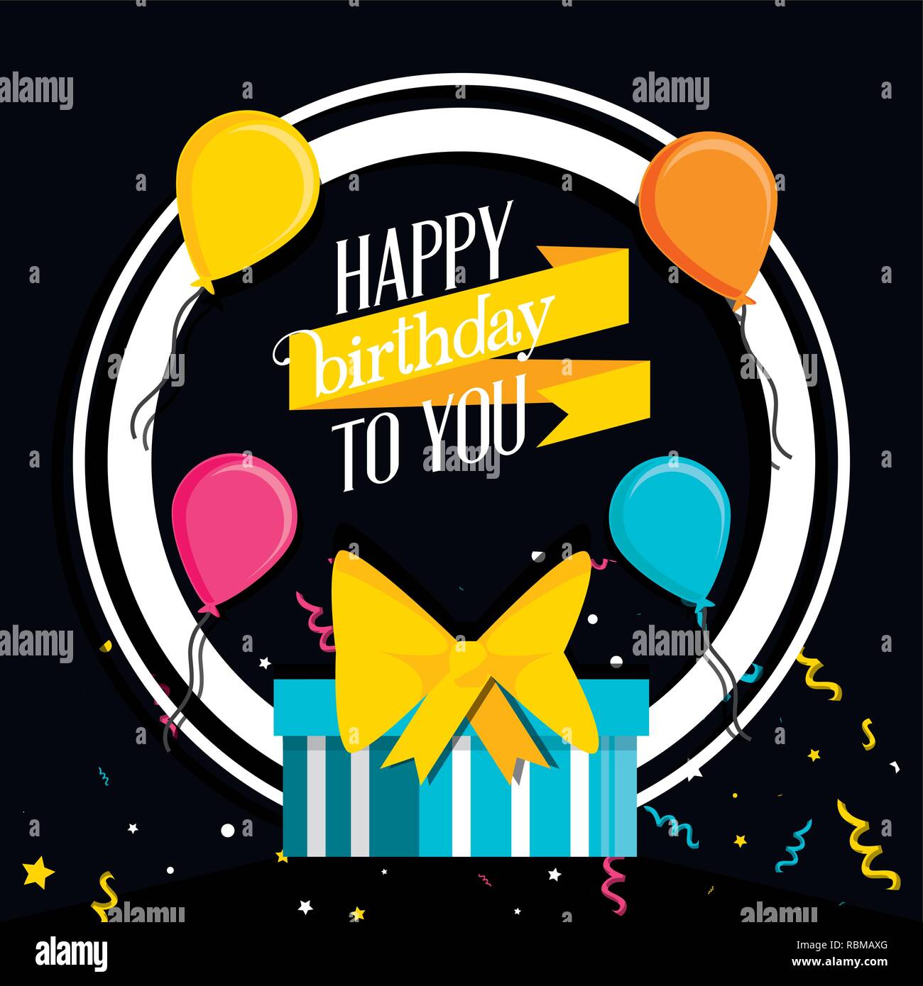 birthday gift with balloons air vector illustration design Stock Vector ...