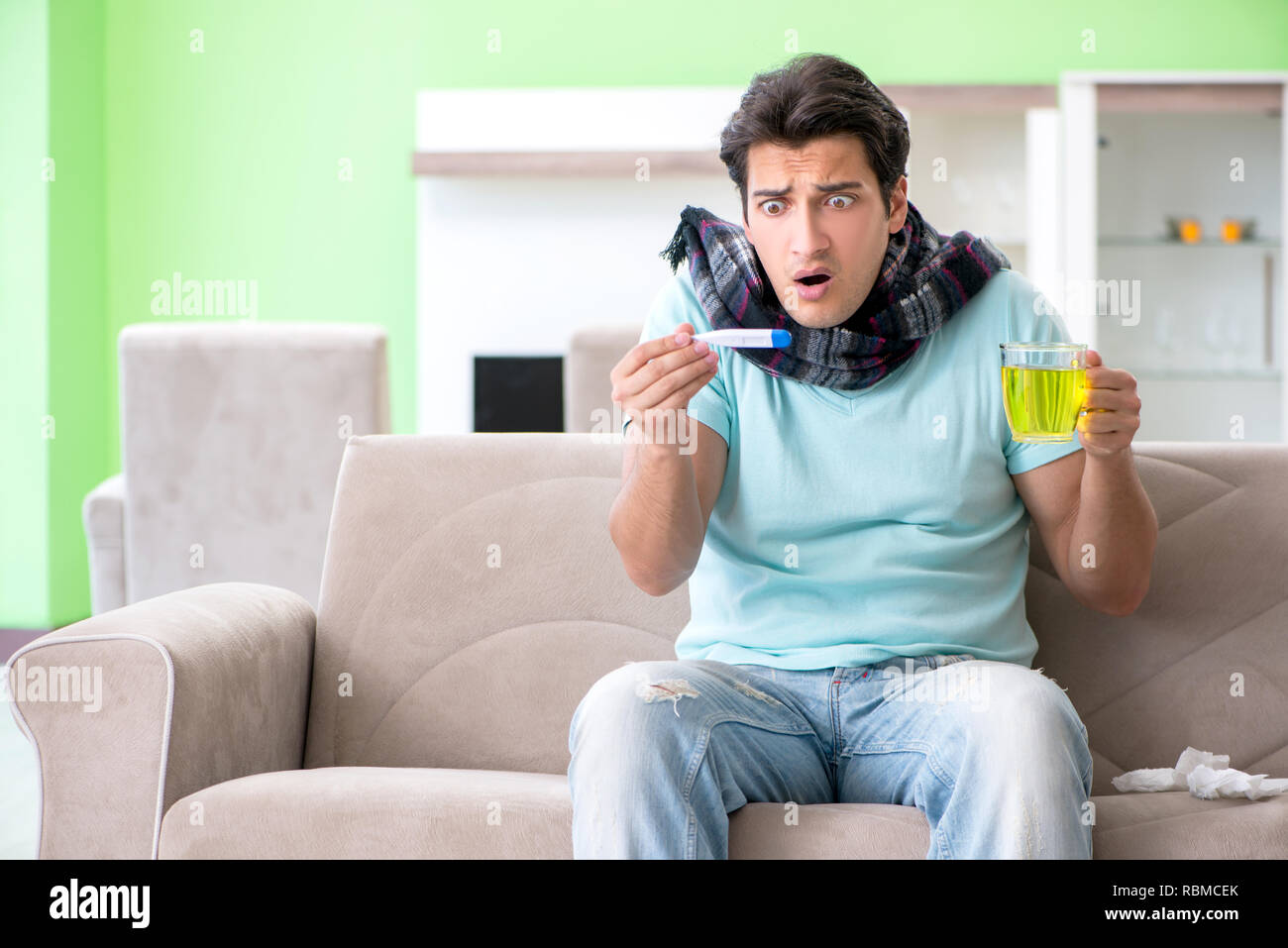 Shocked young man measuring hi-res stock photography and images - Alamy