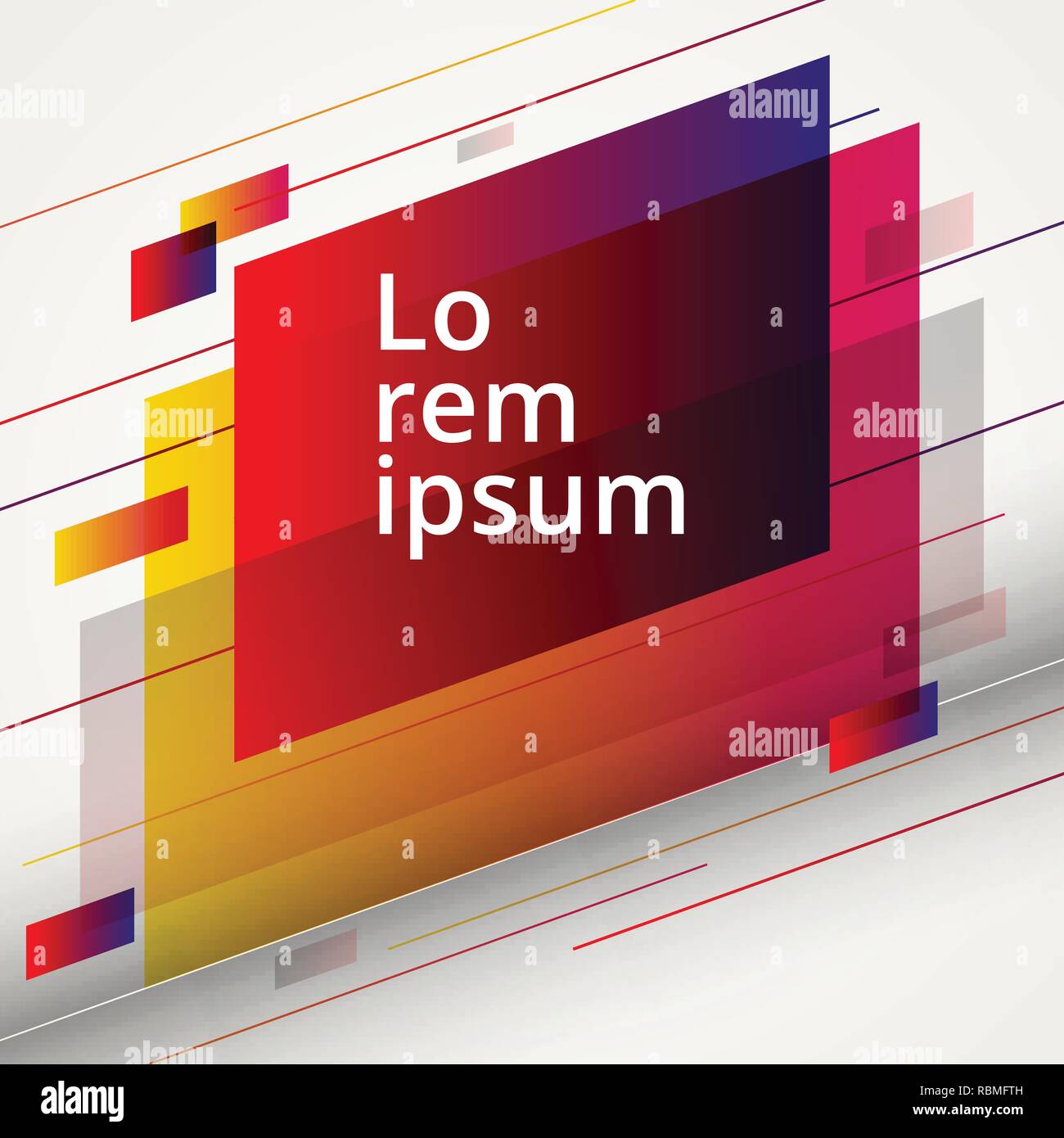 Abstract Geometric Red And Yellow Color Design Elements On White