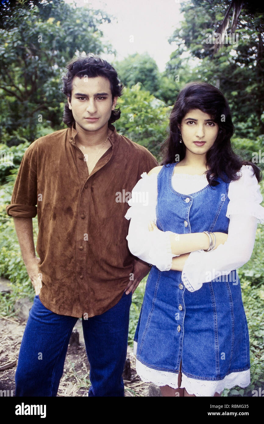 Portrait Of Saif Ali Khan And Twinkle Khanna India Asia Stock