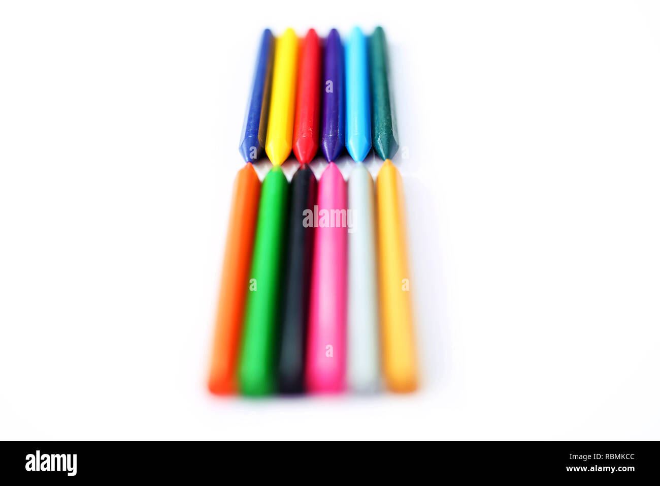 Different colored pencils. Isolated on the white background. Stock Photo